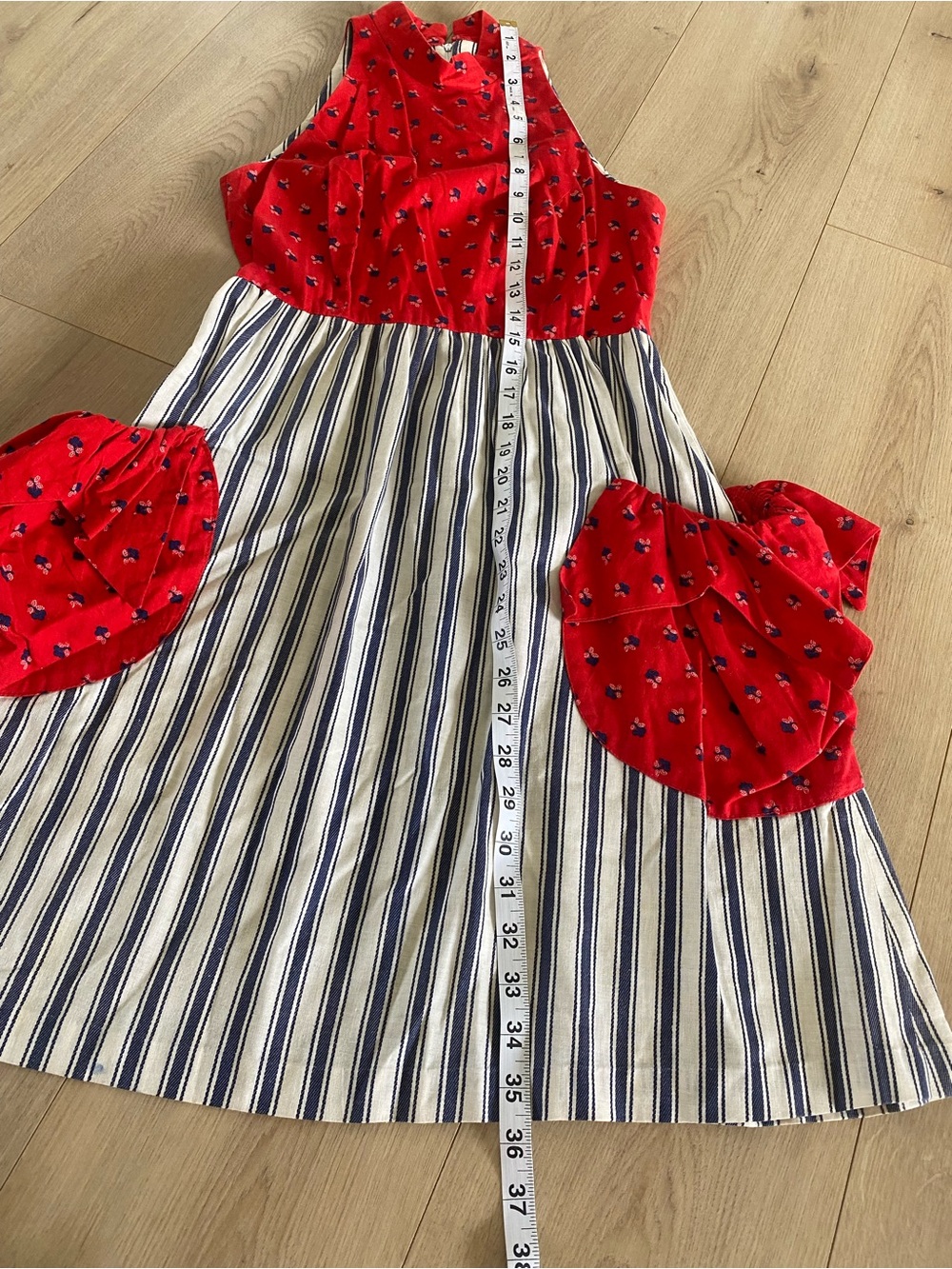 Peter Thousand rare vintage 1970s whimsical pockets halter-neck midi dress - Picture 11 of 11